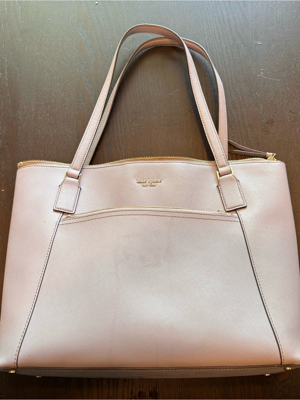 kate spade Pale Pink Saffiano Leather Tote with Gold Hardware
